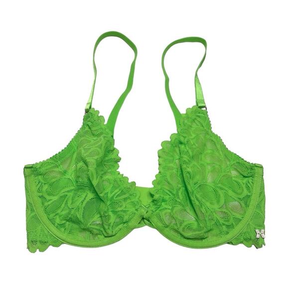Savage X Fenty Savage Not Sorry Ultra Demi Unlined Lace Bra Kelly Green 34DDD - Picture 1 of 3